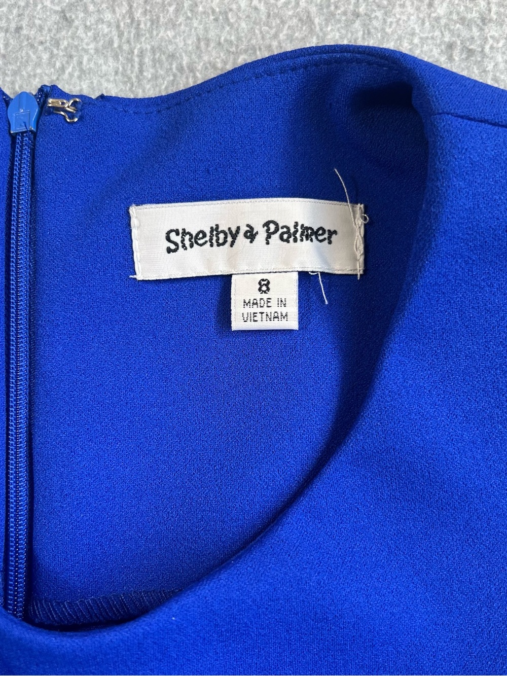 Shelby & Palmer Cobalt Blue Sleeveless Sheath Dress with Gold Buttons Size 8 - Picture 3 of 8